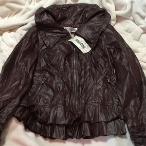 Brand New! Monoreno Burgundy Faux Leather Jacket